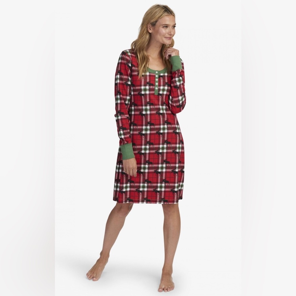 Little Blue House Holiday Moose Nightshirt Dress Pajamas